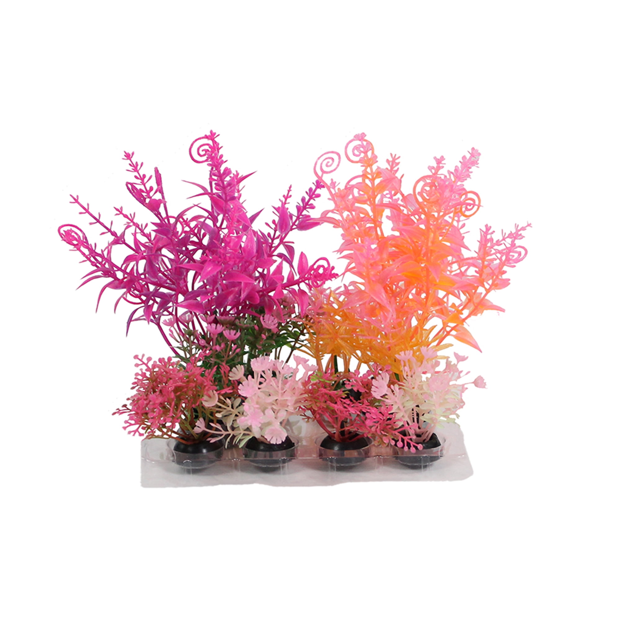 Penn-Plax Plastic Aqua-Plant Aquarium Decoration Kit for Aquariums and Fish Tanks - Vibrant Pink