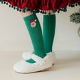 thumbnail image 5 of Avrnliq Girls' Green Christmas Knee-High Socks - Soft Cotton with Santa Patch, Festive Holiday Wear, Fit 3-12 Years Old, 1 Pair,Size Free Size, 5 of 7