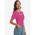 thumbnail image 3 of Womens Summer Short Sleeve T Shirts Knit Slim Fit One Piece Cutout Scoop Neck Going Out Date Night Tops, 3 of 6
