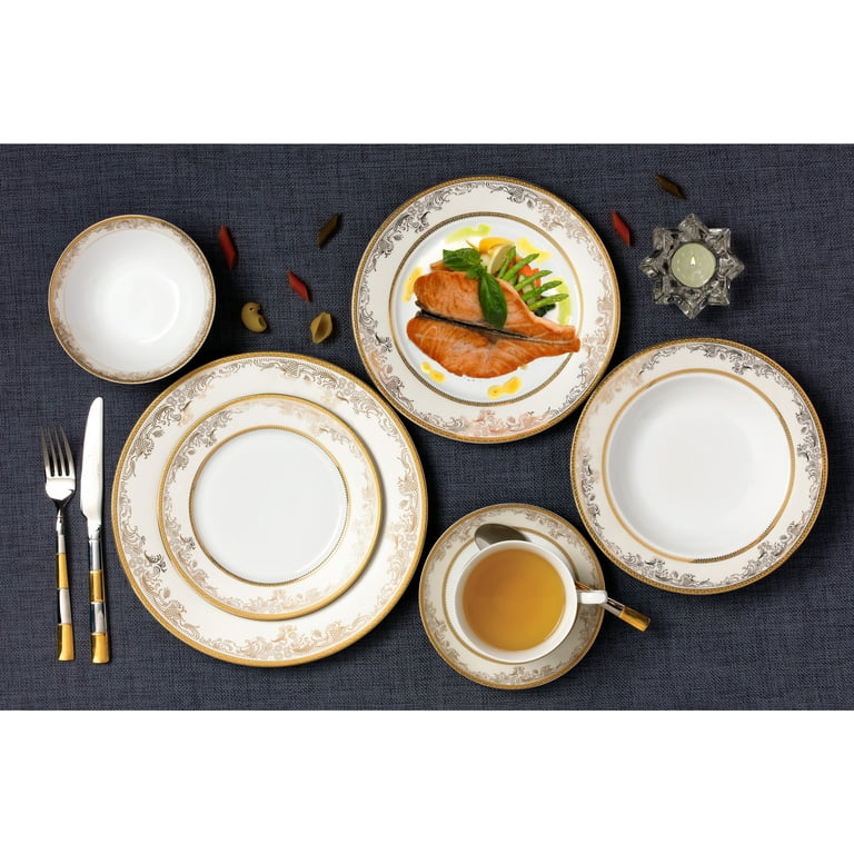 Lorren Home Trend 57-piece Bone China Dinnerware Set for 8 People