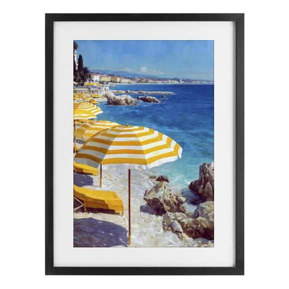 Stupell Industries Coastal Sunshine on the Shore Black Framed Print Under Glass, 14 x 20, by Petals Prints Design