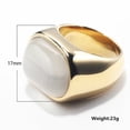 thumbnail image 2 of PAMTIER Unisex Stainless Steel Vintage Simple Oval Cut White Agate Gemstone Signet Ring Rhinestones Promise Wedding Band High Polished Gold Size 7, 2 of 4