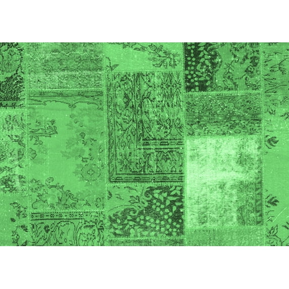 Ahgly Company Indoor Rectangle Patchwork Emerald Green Transitional Area Rugs, 2' x 3'