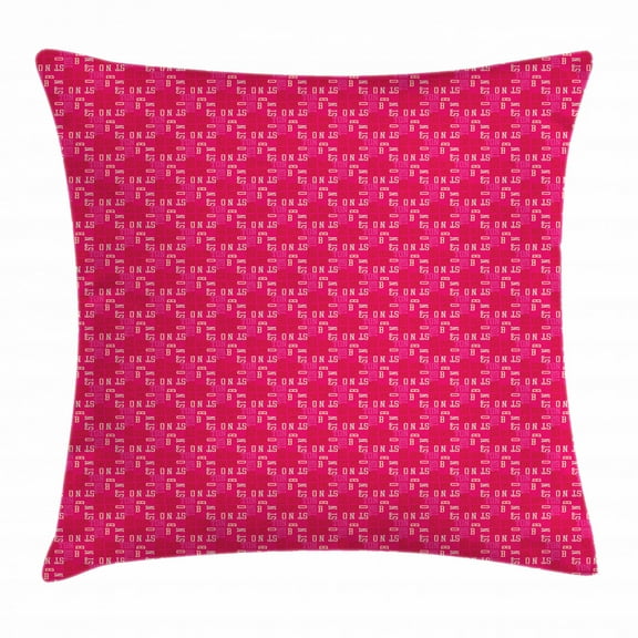 Boston Throw Pillow Cushion Cover, Upside Down Messy Arrangement of Boston Letters on Pink Background, Decorative Square Accent Pillow Case, 16 X 16 Inches, Hot Pink Magenta and Pink, by Ambesonne