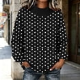 thumbnail image 6 of BangWanChi Women's Polka Dot Crew Neck Sweatshirt Long Sleeve Pullover with Front Pocket Casual Fall Top Black L, 6 of 6
