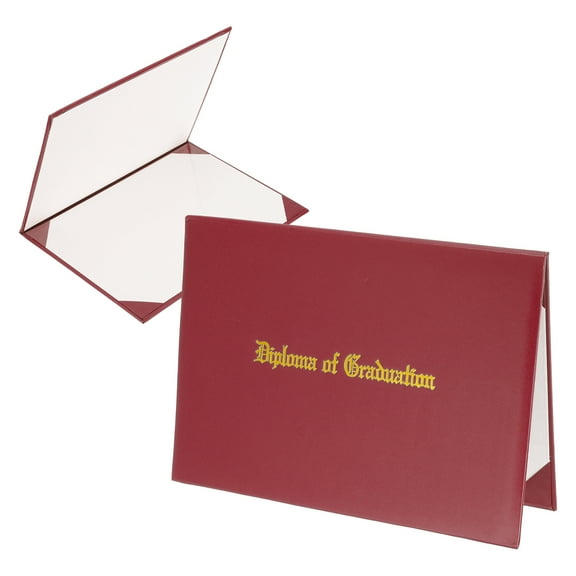 Uxcell Certificate Cover Holders, 2pcs Fits 8.5x11" Paper Graduation Diploma Leatherette Gold Foil Imprint Award Recognition, Dark Red