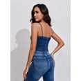 thumbnail image 2 of Spaghetti Straps Womens Sleeveless Denim Vest Crop Tank Tops Slim Fit Summer Cami Top, 2 of 5