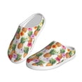 thumbnail image 2 of Daiia Hawaiian Pineapples And Hibiscus Flowers Print Women’s Fuzzy Slippers Memory Foam Lightweight House Shoes Cozy Loafer Flannel House Shoes-35/36, 2 of 7