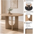 thumbnail image 7 of Leovanni 48inch Round Dining Table Set for 4 Modern Solid Wood 5-Piece Kitchen & Dining Room Set with Upholstered Chairs Pedestal Base, Natural, 7 of 7