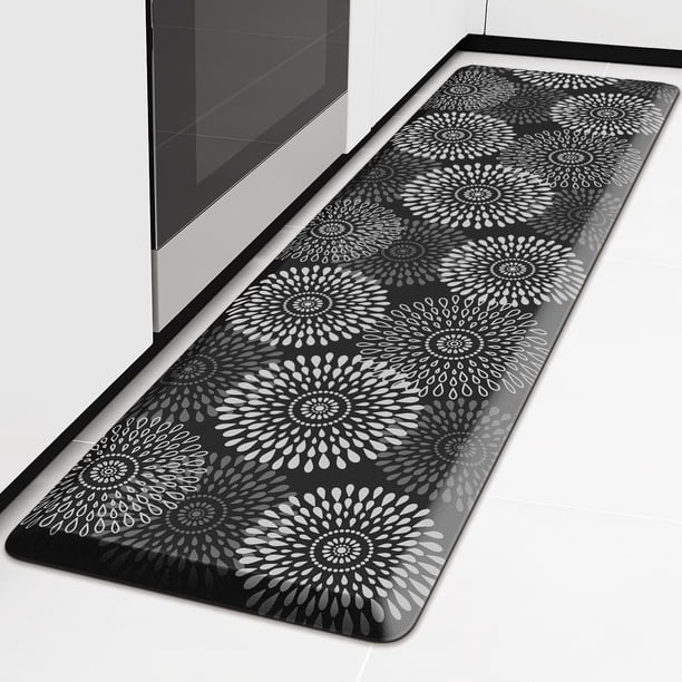 Alfombra de cocina LuxStep, impermeable, antifatiga, 17,3 x 60 cm, color negro