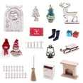 thumbnail image 2 of Christmas Village Houses Figurines Decoration Set Christmas Miniature Ornaments Mini Garden Accessories Kit with Santa Claus Snowmen Reindeer Bench Street Lamps Christmas Tree, 2 of 6