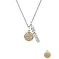thumbnail image 2 of Delight Jewelry Goldtone Disc with Crystal Peace Sign Silvertone Fearless Bar Charm Necklace, 23", 2 of 4