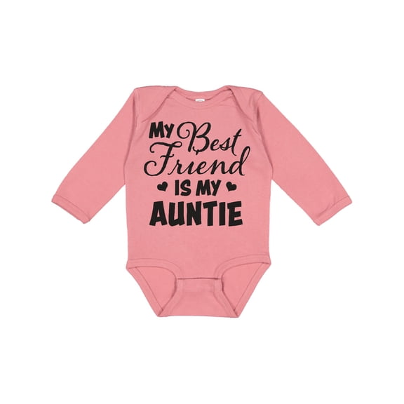 Inktastic My Best Friend is My Auntie with Hearts Boys or Girls Long Sleeve Baby Bodysuit