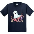 thumbnail image 3 of Inktastic Cute Ghost Octopus Trick or Treating with Bat Youth T-Shirt, 3 of 5