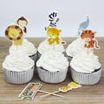 thumbnail image 3 of Tarjeta insertada de postre de pastel de 24 piezas con patrón de León de elefante Animal de zoológico Tmvgtek Oficina Multiescena Multifunción, 3 of 6