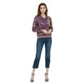 thumbnail image 6 of Women's Striped Metallic Sequin Varsity Jacket Color: Purple And Gold Size: LARGE, 6 of 7