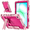 Pink & Rose Red, variant on Meifei Case for Samsung Galaxy Tab A9+ / A11+ 11 inch, with Kickstand & Silicone Hand Strap, Black Blue