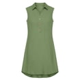 thumbnail image 6 of QUNYINEY Green Sundresses for Women Plus Size Midi Summer Casual Sleeveless Shirt Dress V Neck Casual Vacation Loose Fit Button Dresses, 6 of 8