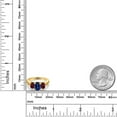 thumbnail image 6 of Gem Stone King 18K Yellow Gold Plated Silver Blue Created Sapphire and Red Rhodolite Garnet Filigree Style 3 Stone Ring for Women (2.60 Cttw, Oval 8X6MM and 6X4MM) (Size 6), 6 of 6