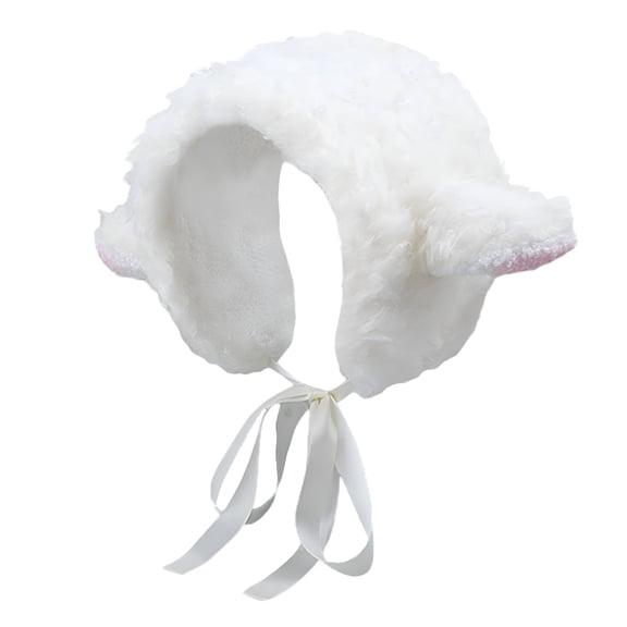 TELOLY Furry Lamb Ear Sheep Ear Headband with Earflaps Women Slouchy Warm Ear Protection Hairbands Fur Headbands for Women