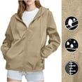 thumbnail image 2 of ZyeKqe Womens Rain Jacket Long Sleeve Full Zip Waterproof Hoodies Raincoat Lounge Hiking Windbreaker Jacket with Pockets, 2 of 9