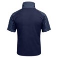 thumbnail image 4 of Tactical Camo Shirts for Men with Short Sleeves and Zipper Collars Featuring Breathable Fabric for Outdoor Hiking Gym Workouts Weekend Adventures Backyard Bbqs Blue XL, 4 of 5