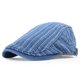 thumbnail image 1 of Gorro plano Gatsby Newsboy de mezclilla a rayas para hombre y mujer, 1 of 2