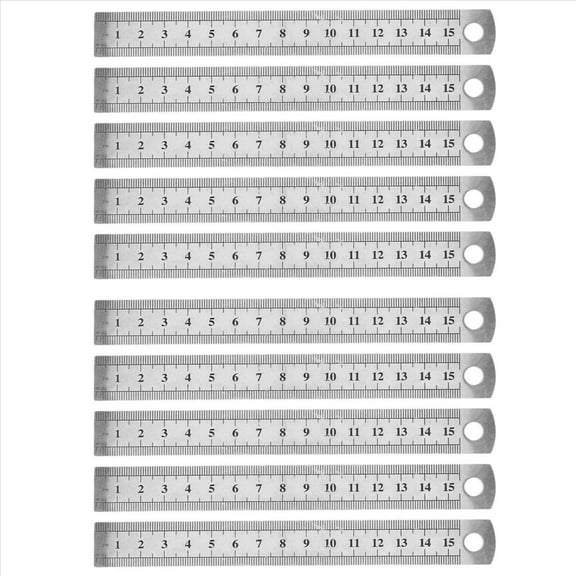 10pcs 15cm 6 Inch Stainless Metal Ruler Measuring Tool,10 x Straight Ruler