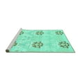 thumbnail image 2 of Ahgly Company Machine Washable Indoor Rectangle Oriental Turquoise Blue Modern Area Rugs, 8' x 10', 2 of 4