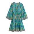 thumbnail image 2 of Vintage Fashion Women Hippie Wild Floral Print Bohemian Mini Dresses Summer Ladies Flare 3/4 Sleeve Rayon Holiday Boho Dress, 2 of 6
