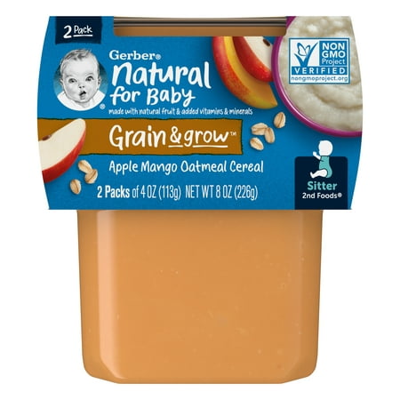 Gerber 2nd Foods Baby Food, Apple Mango with Rice Cereal, 4 oz Tubs (2 Pack)