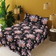 thumbnail image 2 of Ambesonne Tropical Fitted & Flat Sheet with Sham 3 Pcs Set, Crystal Gems Roses Art, Twin, Dark Magenta and Khaki, 2 of 5