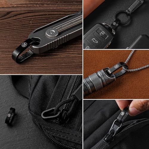 Jointown Titanium Key Ring Hooks, Small Carabiner Keychain Clip,Mini Snap Keyring Key Organizer Key Chain
