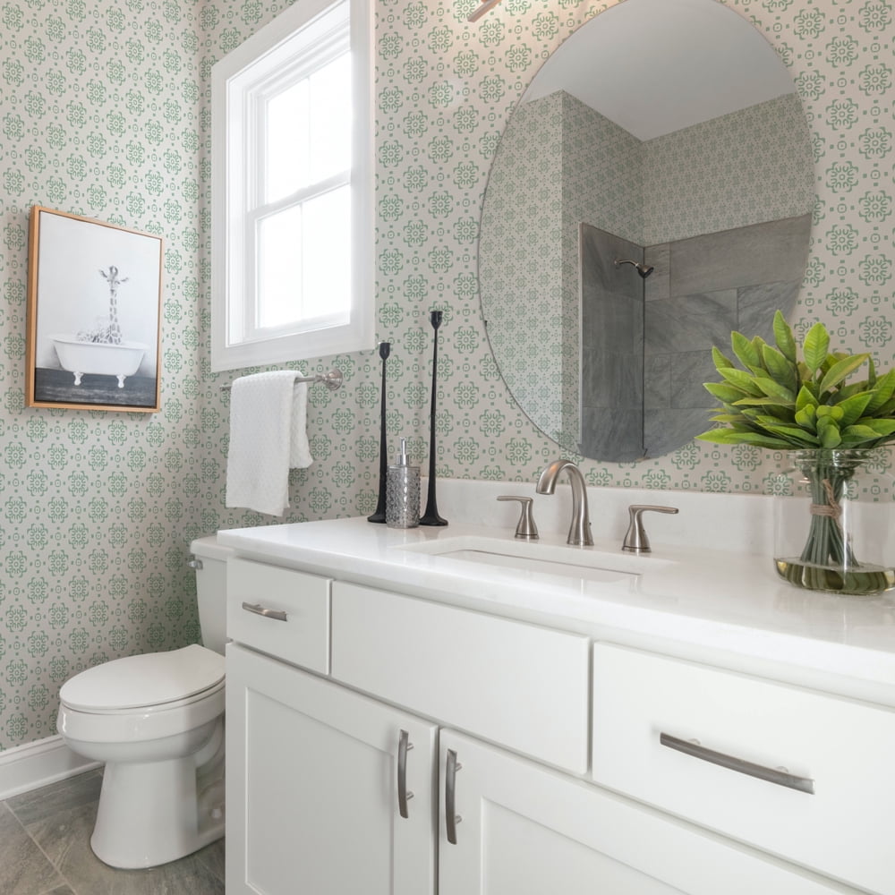Tempaper Decorative Tile Green Peel and Stick Wallpaper, 20.5" x 16.5'
