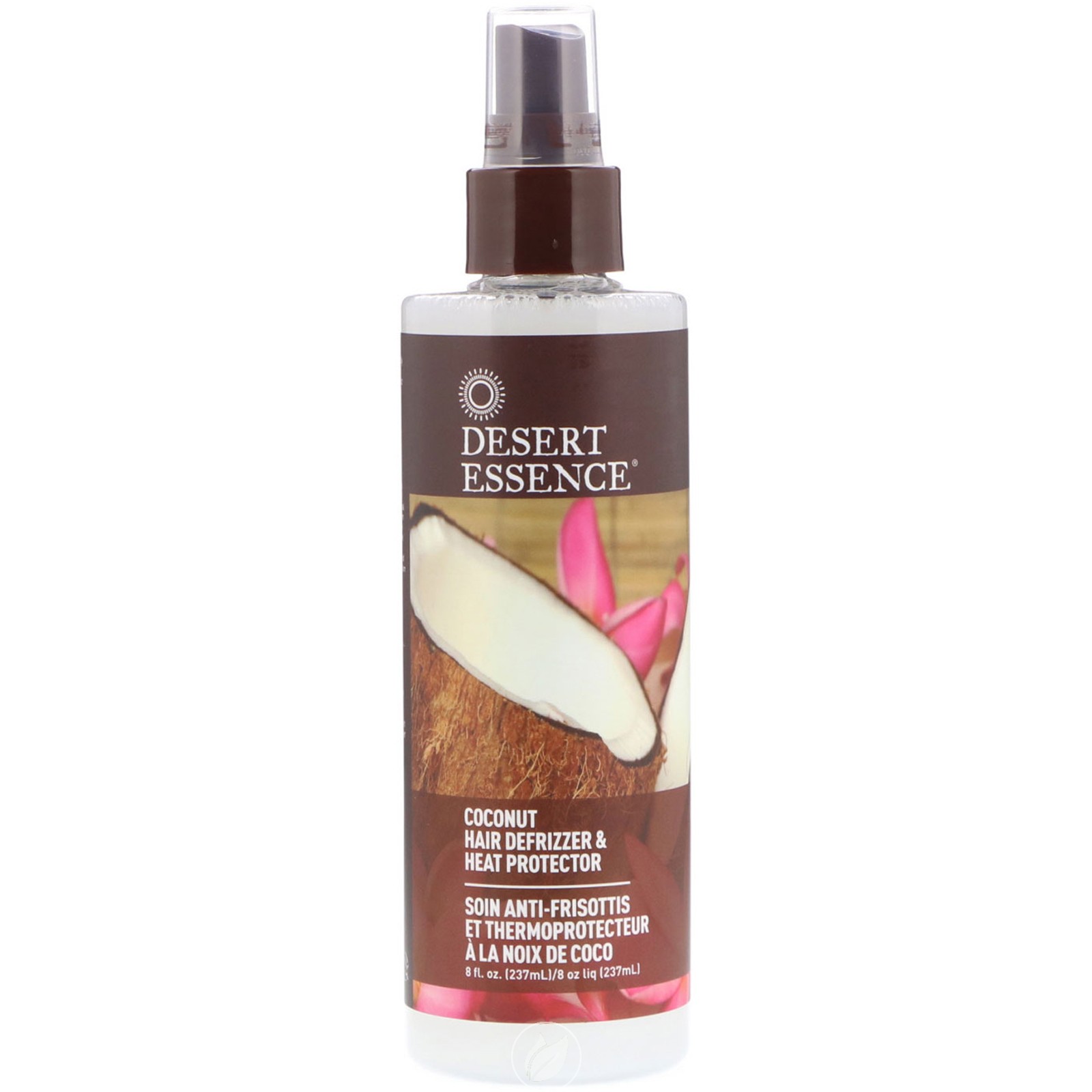 Desert Essence Hair Defrizzer & Heat ProtectorCoconut 8.5 Ounce, Pack