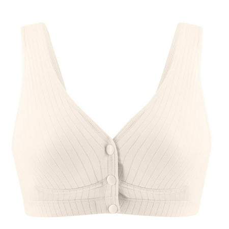 Otvok Womens Cotton Maternity Sleep Bra Soft Organic Cotton Wireless Nursing Bralettes Support Front Snap Padded Bralettes Vest Style Underwear