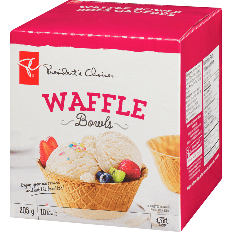 Presidents Choice PC Ice Cream Cone Waffle Cone Bowls - (10ct) 205g/7.2 oz {Imported from Canada}