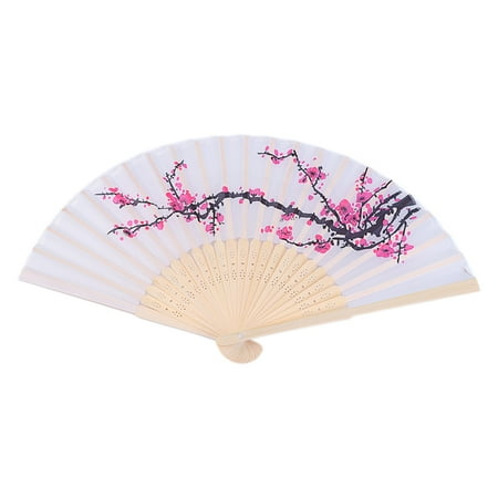 

Chinese Summer Folding Hand Fan Fabric Blossom Floral Wedding Party Favor Gift