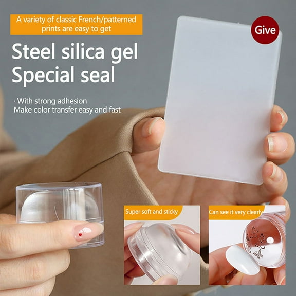 Nail Art Stamper With Scraper Jelly Silicone Stamp Nail Stamping Plates Polish Print Transfer Templates Manicure Designs Tools