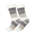 thumbnail image 3 of Slipper Socks for Women with Grippers Non Slip Fuzzy Grip Winter Warm Cozy Thick Comfy Soft Fleece Cabin Socks Khaki, 3 of 3