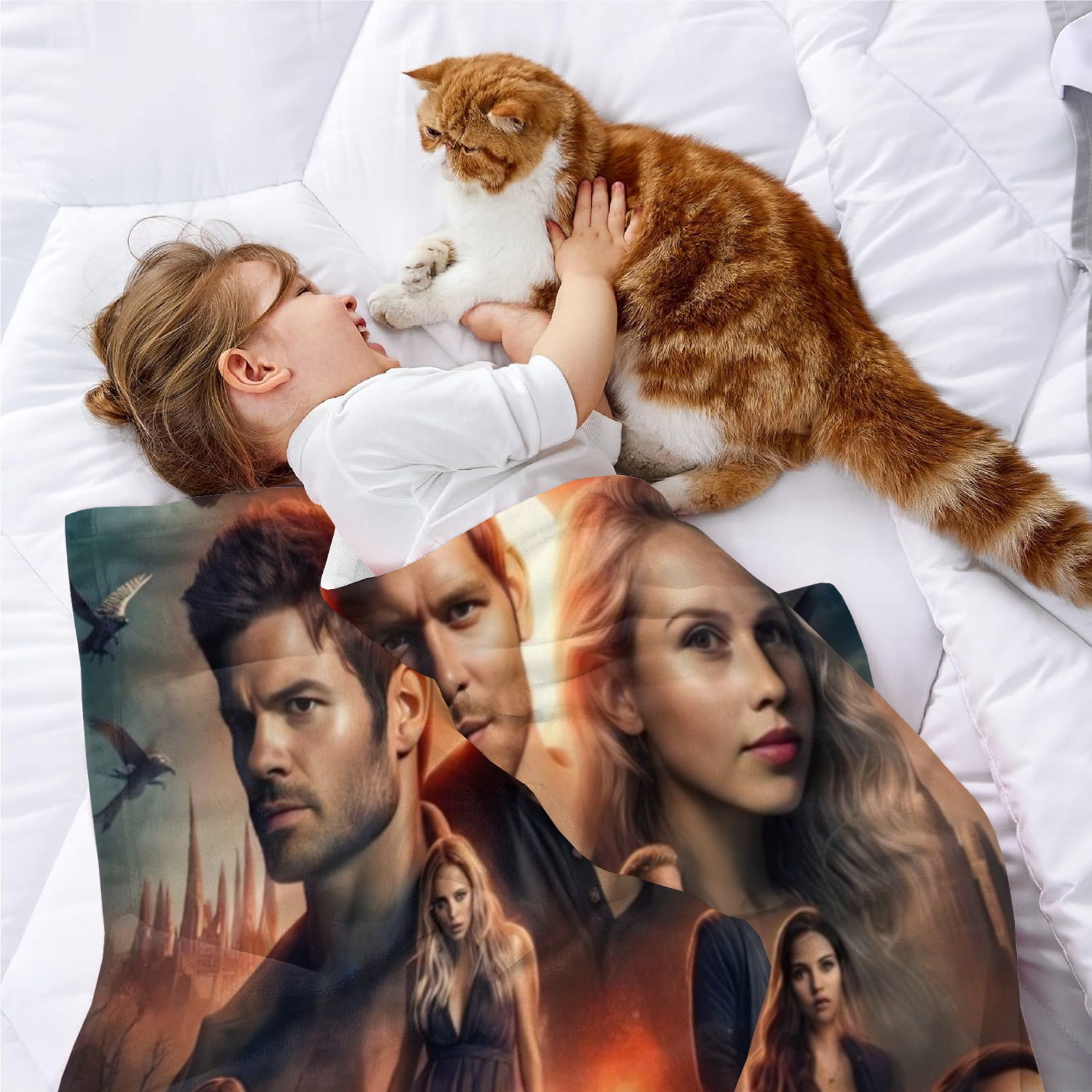 Vampire Diaries Throw Blanket Gifts for Fans Lover Girls Boys Women Present Hoodie Him Bed 50"x60"