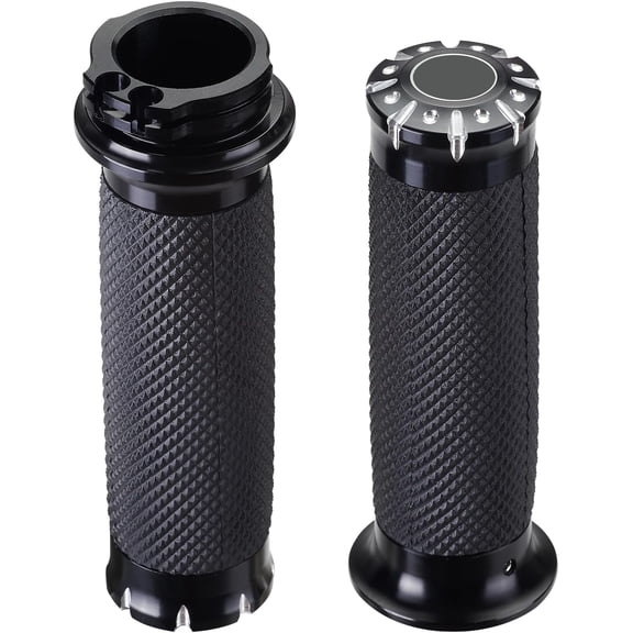 Hand Grips 1 Inch Motorcycle Handlebar Grips Cable Throttle Compatible for Honda Yamaha Suzuki Kawasaki Harley Davidson Sportster Touring Dyna Softail 883 1200 Black