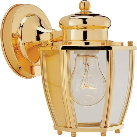 Brass Outdoor Wall Boston Harbor Dimmable Outdoor Lantern, (1) 60/13 W Medium A19/Cfl Lamp, Polished Brass ()