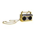thumbnail image 1 of 50.º aniversario del Hip Hop Mini altavoz inalámbrico Bluetooth portátil Retro Boombox portátil, collar de 27 pulgadas, radio FM, botones integrados, microaltavoces duales de 6 W Peek Power, batería d, 1 of 5