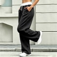 thumbnail image 4 of Guluxicc Women's Sweat Pants with Pockets Elastic Waist Drawstring Long Wide Leg Trousers for Everyday Fall Winter, 4 of 6