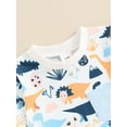 thumbnail image 4 of Suealasg Toddler Baby Boys Clothes 6M 1T 2T 3T Dinosaur Print Round Neck Short Sleeve Tops + Elastic Waist Shorts 2Pcs Summer Outfits Set for Infant Boys, 4 of 7