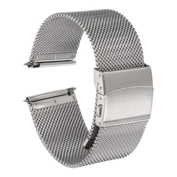 Uxcell Stainless Steel Mesh Watch Band 24mm Width 1.8mm Thick Quick Release Metal Watch Strap Bands, Silver Tone
