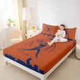 thumbnail image 4 of Homewish Orange Navy Baseball Full Size Sheets for Teens, Vintage American Sports Bed Sheets, Cartoon City Print Sheet Sets, Luxury Bedroom Decor, 4pcs, 4 of 7