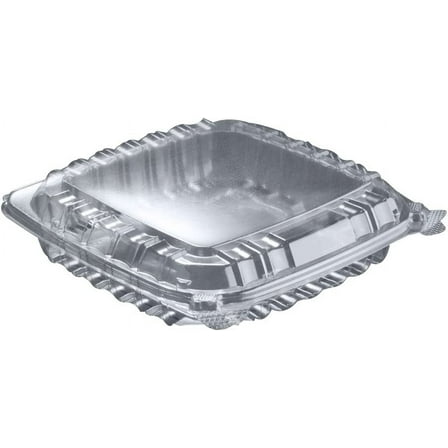Dart  C89PST1 8 5/16" x 8 5/16" x 2" Dart ClearSeal Hinged Lid Shallow Plastic Container 250/Cas