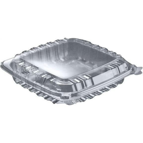 Dart  C89PST1 8 5/16" x 8 5/16" x 2" Dart ClearSeal Hinged Lid Shallow Plastic Container 250/Cas